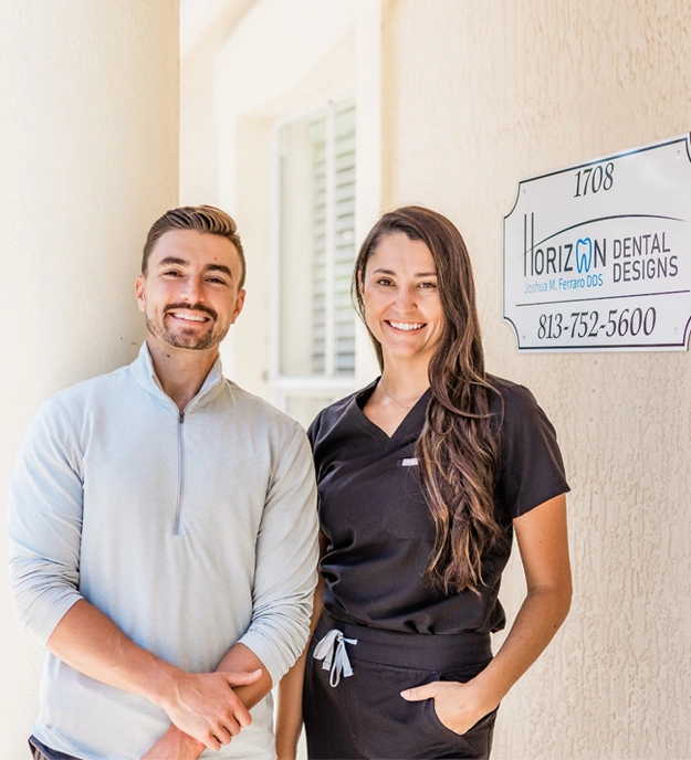 Dr. Joshua Ferraro & Tori ,Horizon dental Dental , Dental office Plant , 625 by 688 pixels